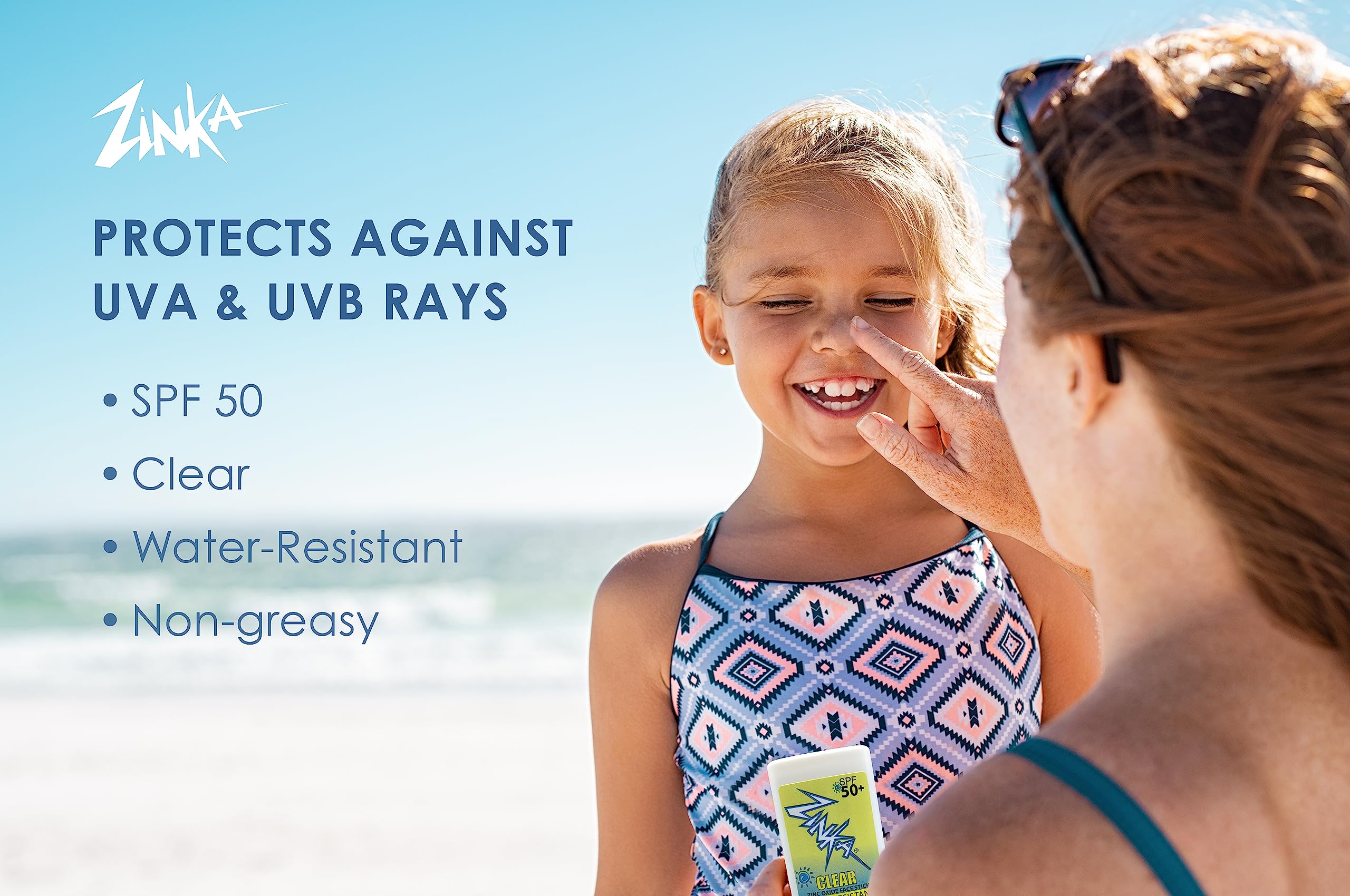 Zinka Facestick SPF 50-2 Pack | Clear, Quick-Apply Sunscreen Stick