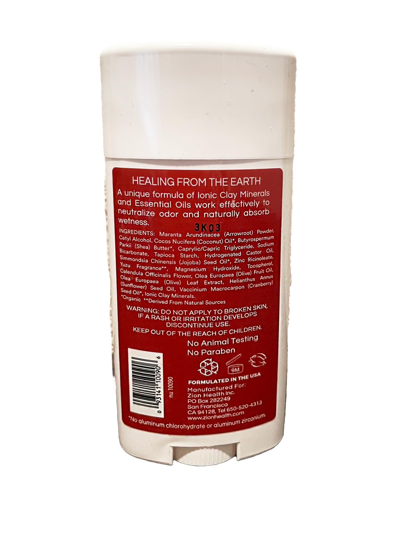 Zion Health Clay Deodorant Original Bold – Extra Strength, 2.8 oz | Vegan & Paraben-Free