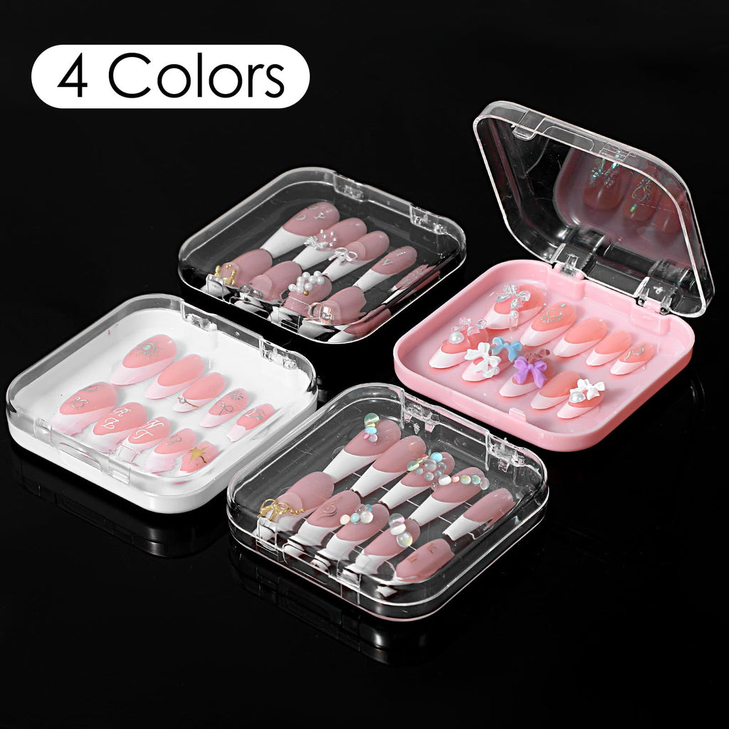Zisiueel 24pcs Nails Packaging Boxes with Double-Sided Adhesive Tape – Acrylic Display Storage in 4 Colors