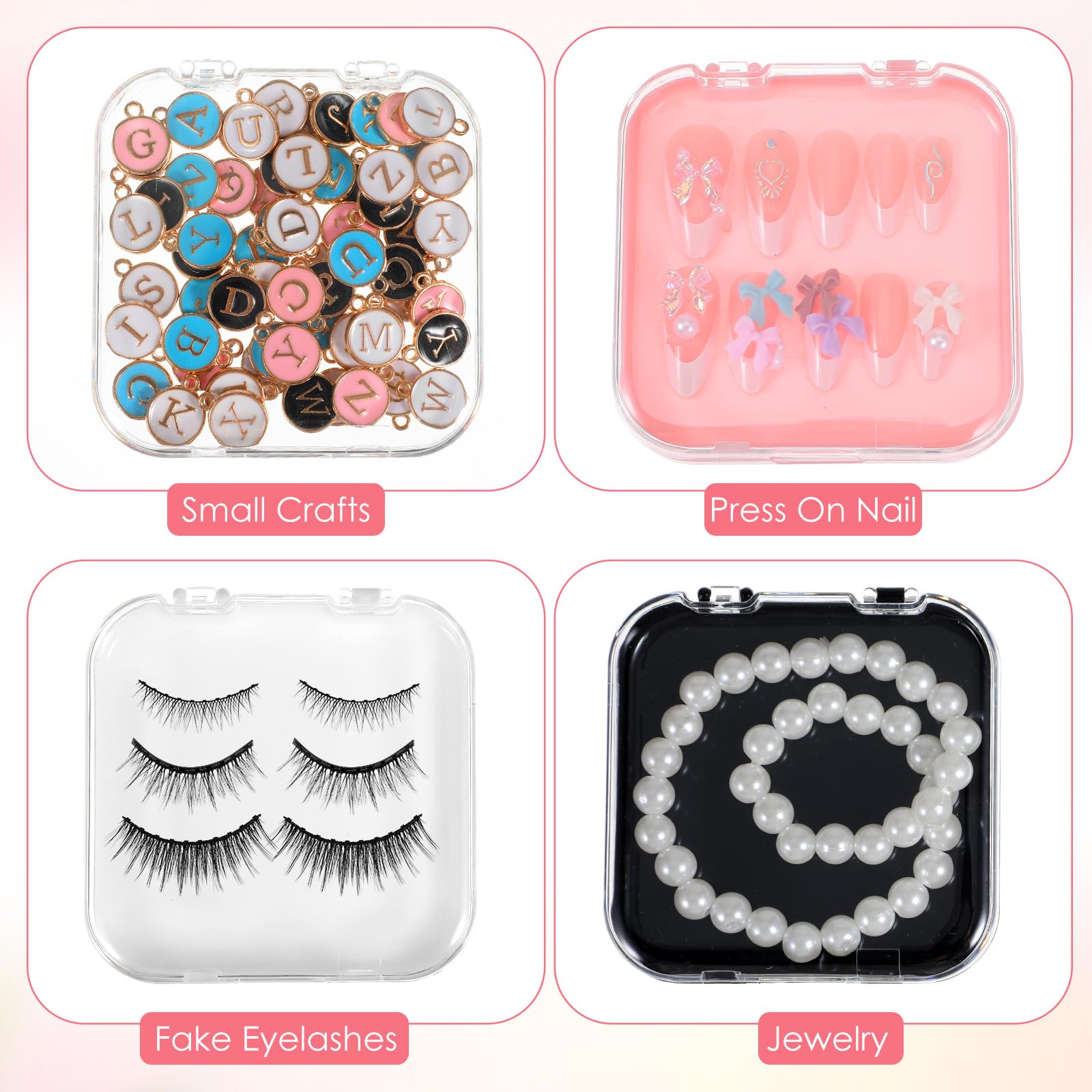 Zisiueel 24pcs Nails Packaging Boxes with Double-Sided Adhesive Tape – Acrylic Display Storage in 4 Colors