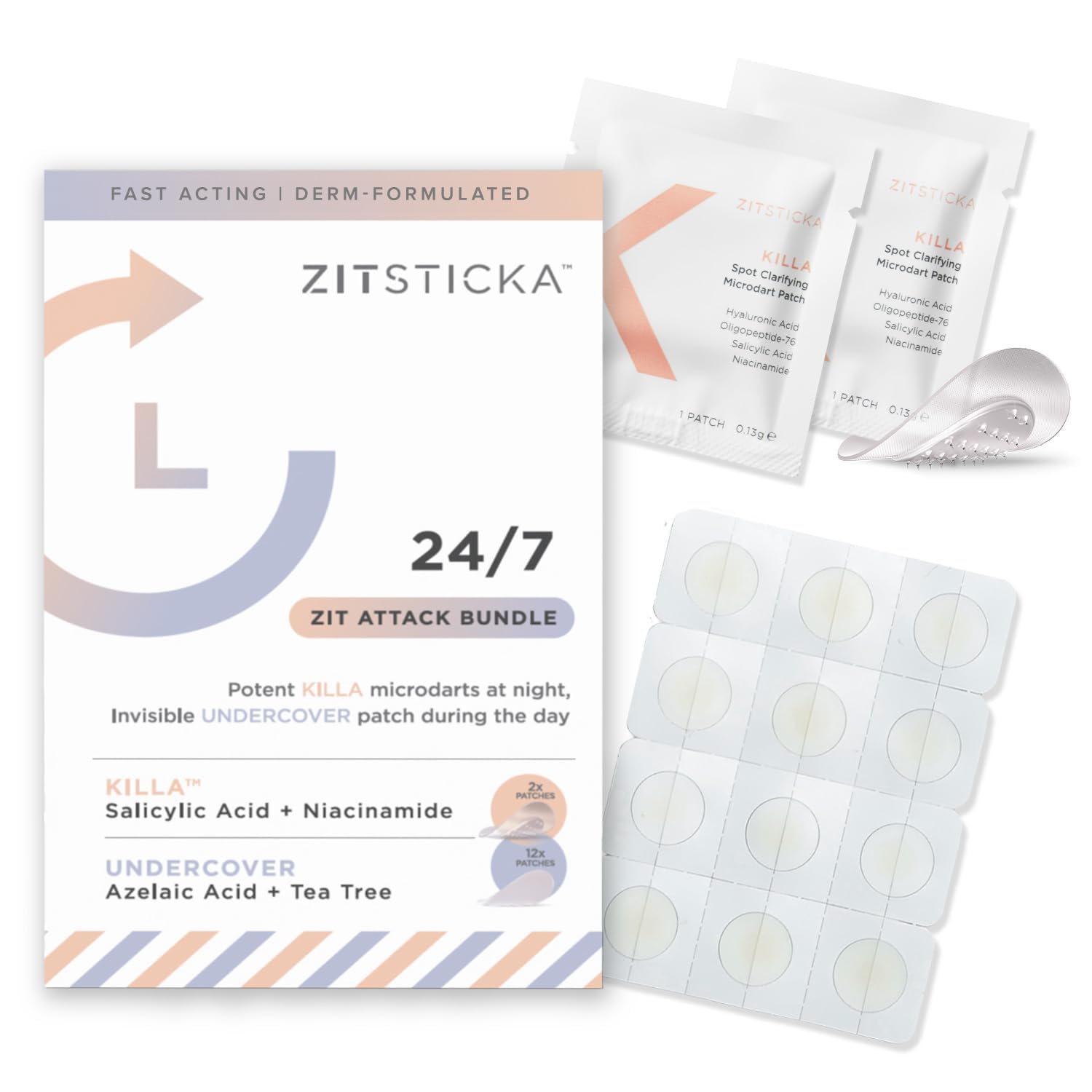 ZitSticka 24/7 Attack Bundle (14-Pack) – Pimple Patches for Face & Body