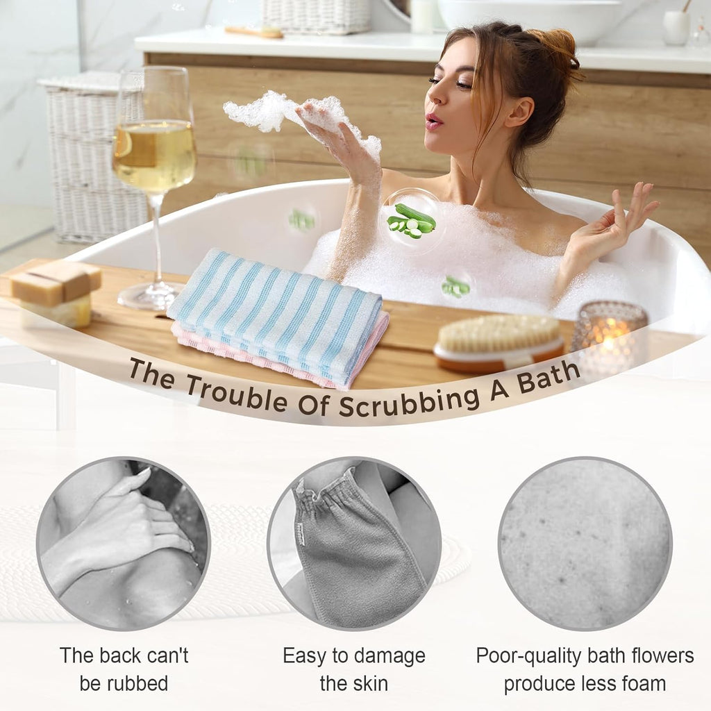 ZIVWAGX Exfoliating Shower Towel – 2-in-1 Body & Face Scrub, Dual-Sided, Black
