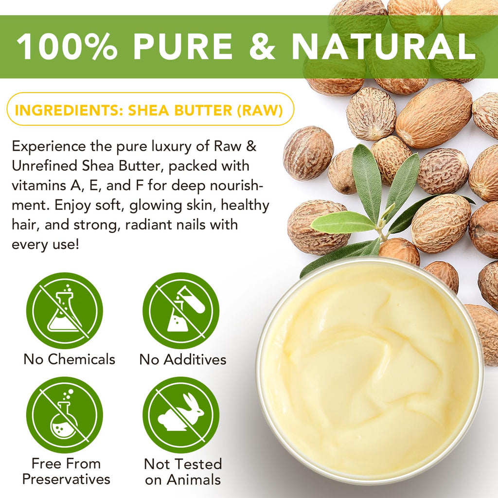 ZIXAOK Organic Raw Shea Butter – 100% Pure & Unrefined, 7.8 oz, Deep Moisture for Skin, Hair & Lips