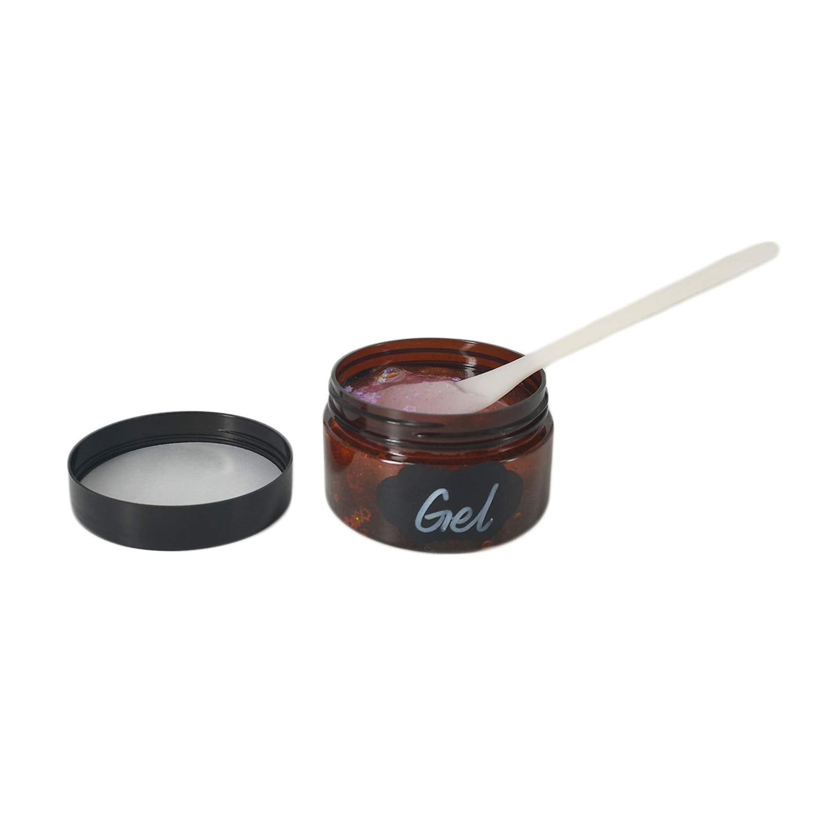 zmybcpack 24 Pack 3.3 oz Amber PET Jars with Black Lids, 12 Spatulas, Pen & Labels – Cosmetic Storage & Travel Jars