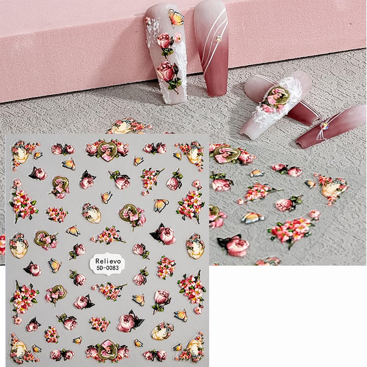 Zoance Embossed Angel Nail Stickers – 5D Stereoscopic Nail Art Decals