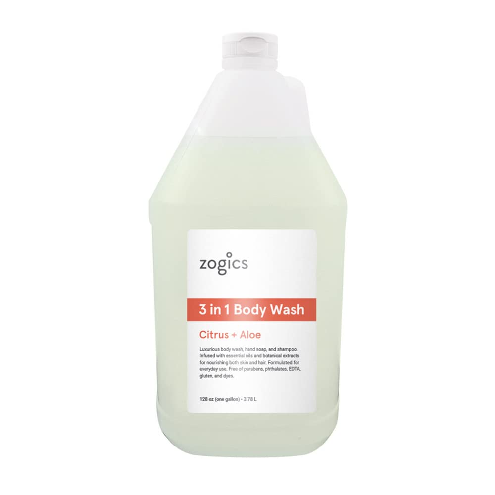 Zogics 3-in-1 Body Wash – Body Soap, Shampoo & Hand Soap Refill (1 Gallon)