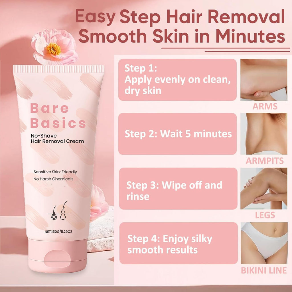 Zoreni No Shave Hair Removal Cream for Women – Gentle, Vitamin E & B5, 150 ml