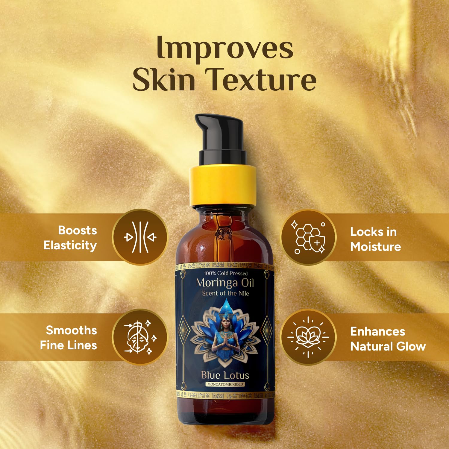 ZP.TECH Pure Organic Moringa Oil with Blue Lotus – Deep Hydration & Anti-Aging Ritual for Skin, Hair & Nails | 1oz Cold-Pressed Moringa Seed Oil