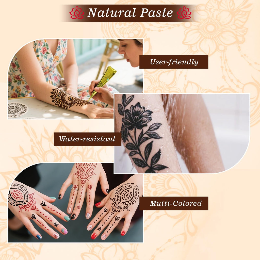 ZPTYCHZ 95 PCS Temporary Tattoos Kit – 4-Color Ink Set, Stencils, Gloves & Wipes for Adults & Kids