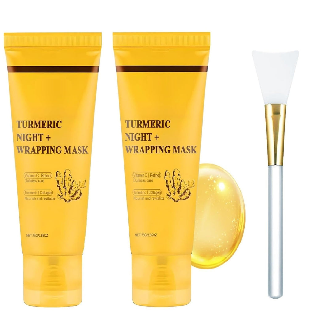 ZTSGU 2-Pack Turmeric Collagen Night Wrap Mask – Deep Nourishing Peel-Off Sleeping Mask + Brush