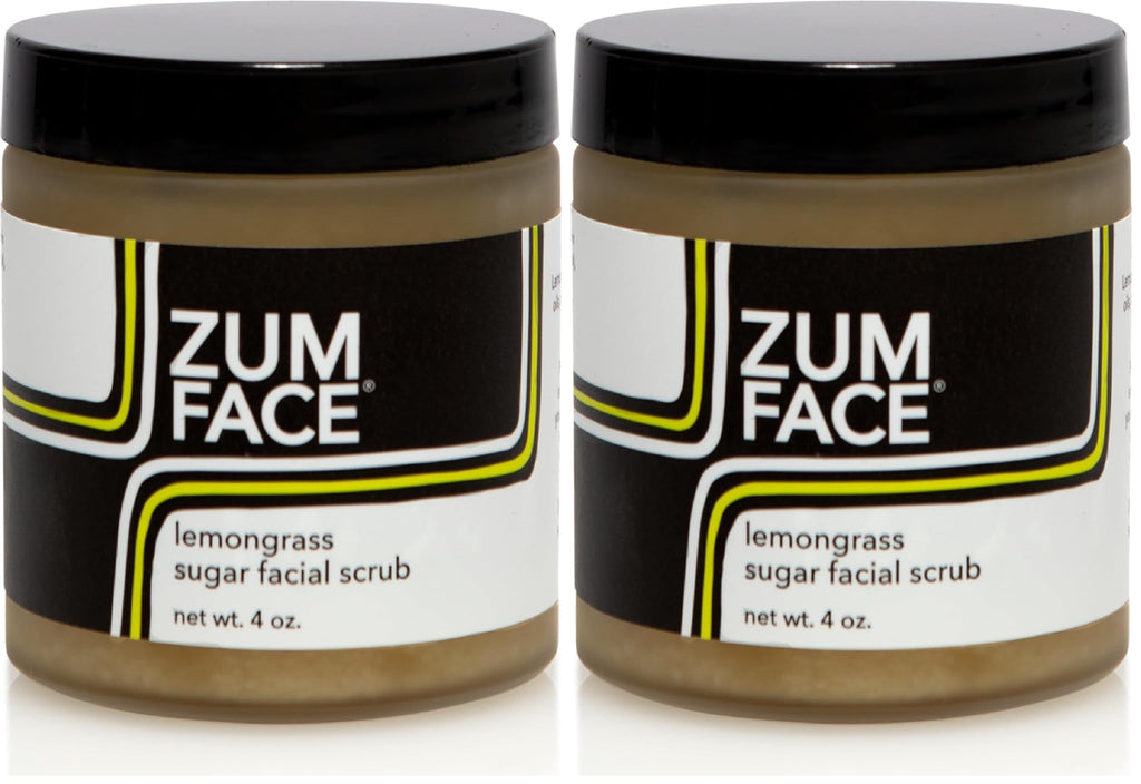 Zum Face Sugar Scrub – Natural Exfoliator with Jojoba, Coconut & Olive Oils – Lemongrass – Pack of 2