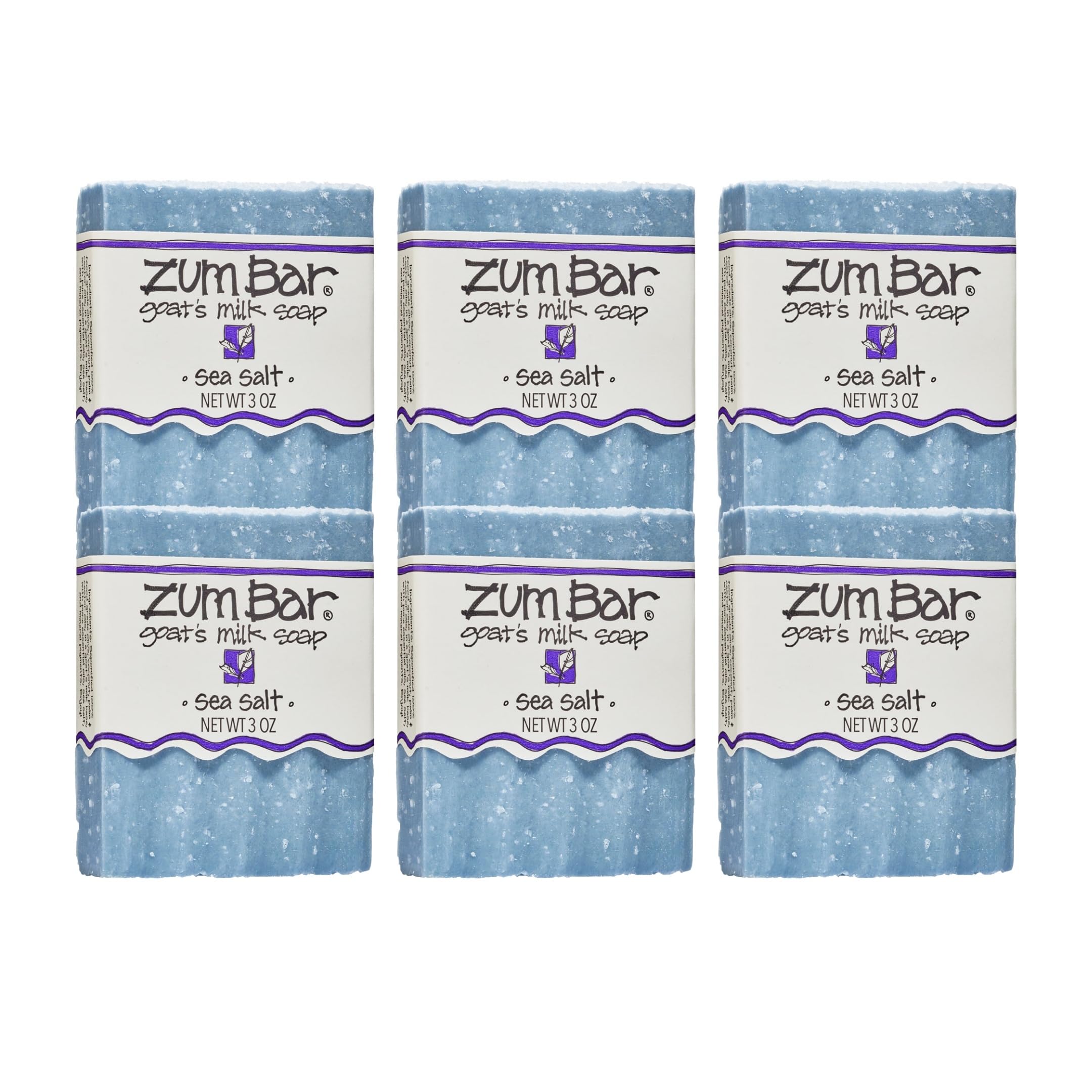 Zum Indigo Wild Goat Milk Soap Bar – Sea Salt, 3 oz, 6 Pack | Essential Oils Hand & Body Bar