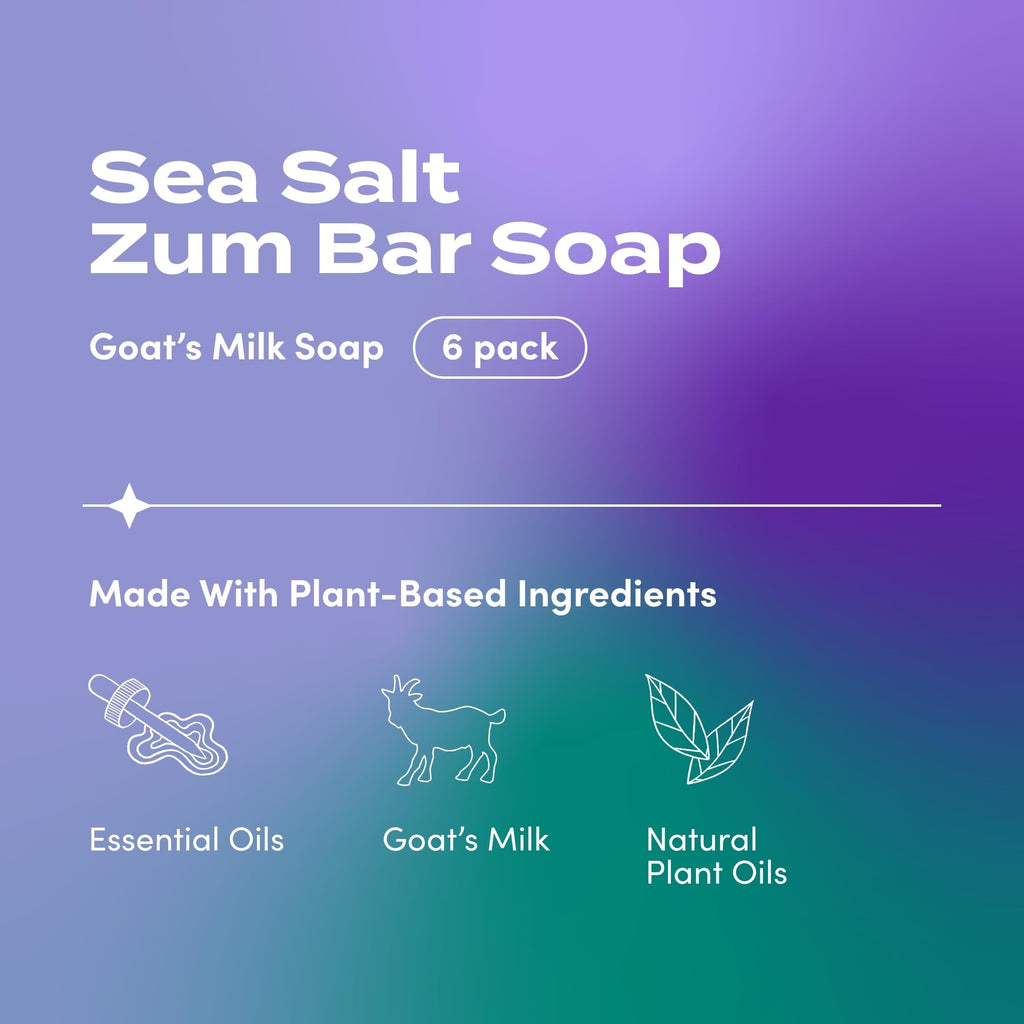Zum Indigo Wild Goat Milk Soap Bar – Sea Salt, 3 oz, 6 Pack | Essential Oils Hand & Body Bar