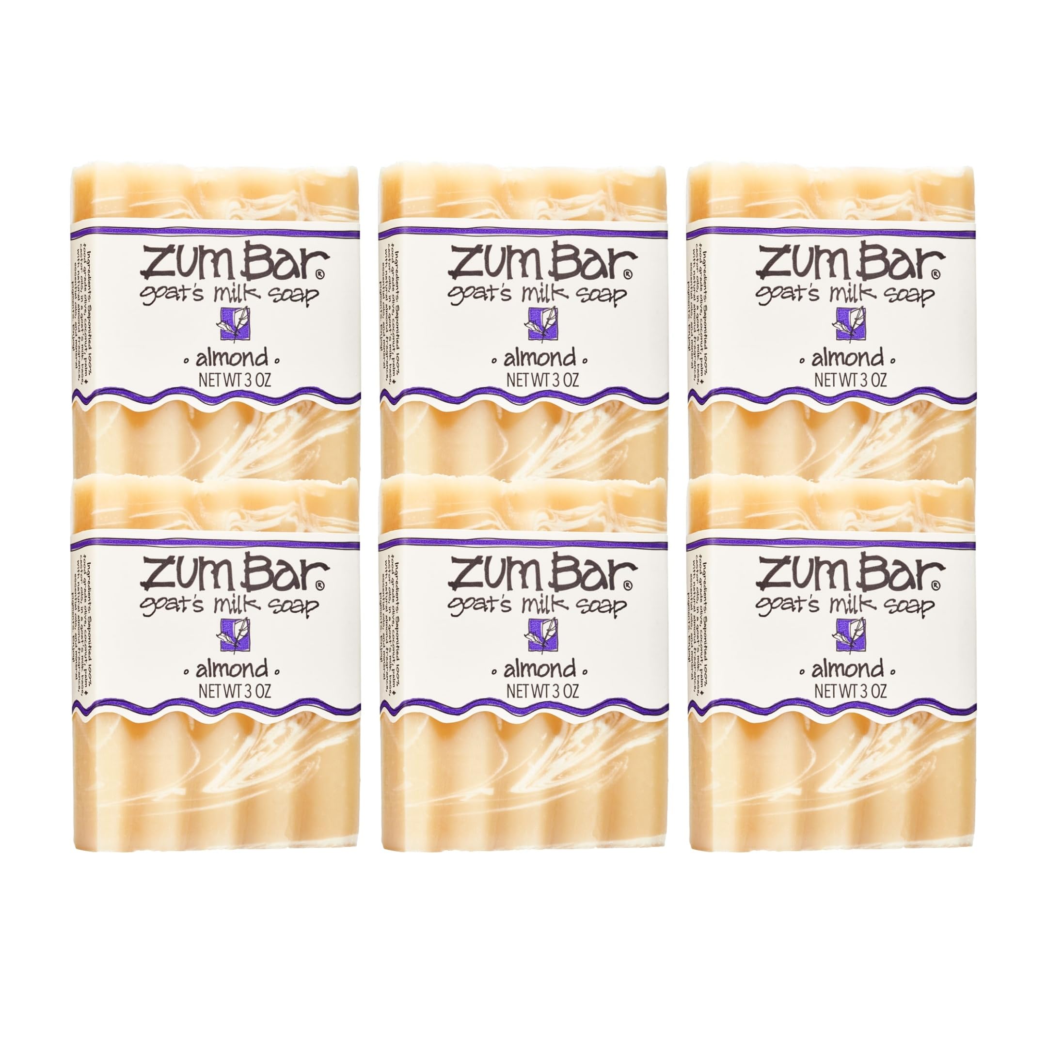 Zum Indigo Wild Goat's Milk Soap Bar – Almond Scent, 3 oz (6-Pack)