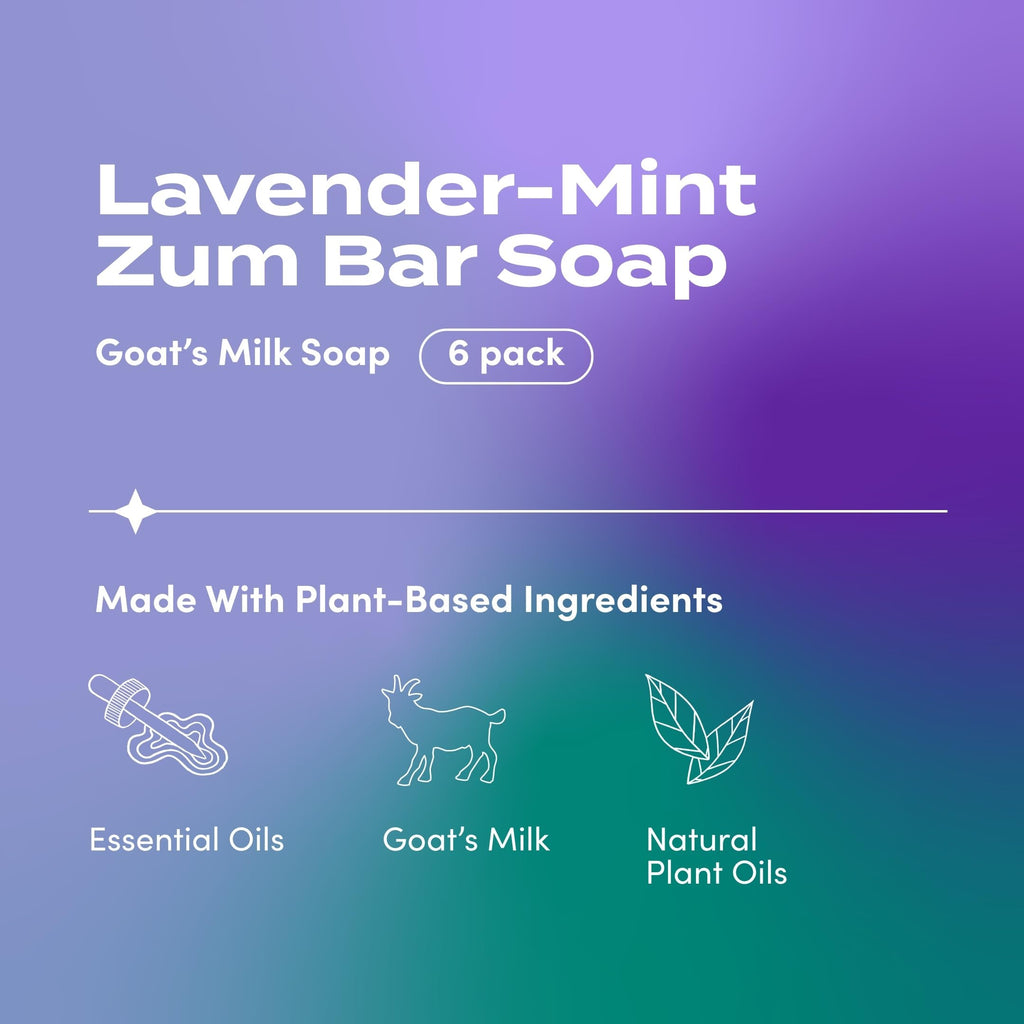 Zum Indigo Wild Goat Milk Soap Bar – Lavender Mint, 3 oz, 6 Pack | Natural Oils, Cruelty-Free