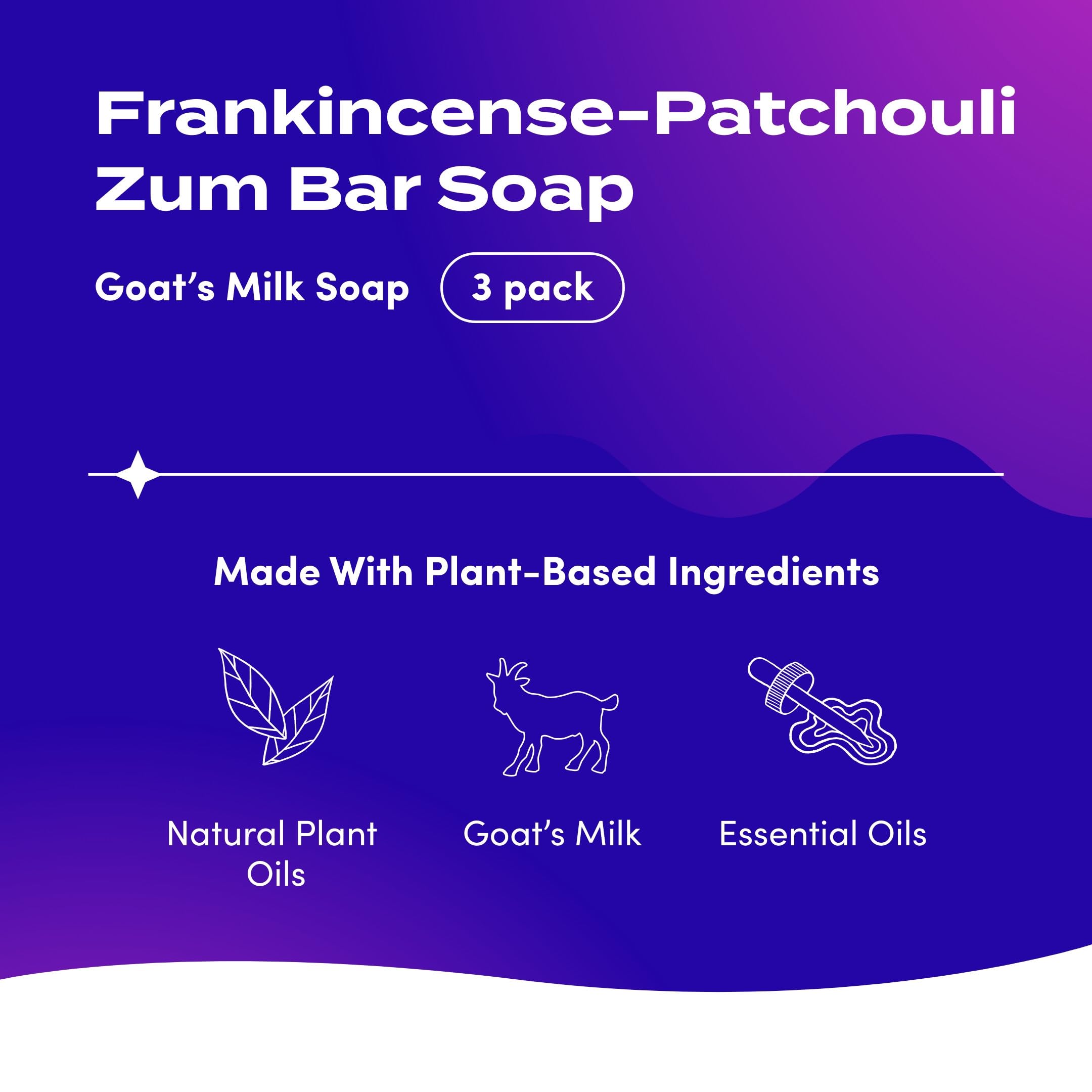 Zum Indigo Wild Goat Milk Soap Bar with Frankincense Blends - 3 oz, 3 Pack - Cruelty-Free & Natural Oils