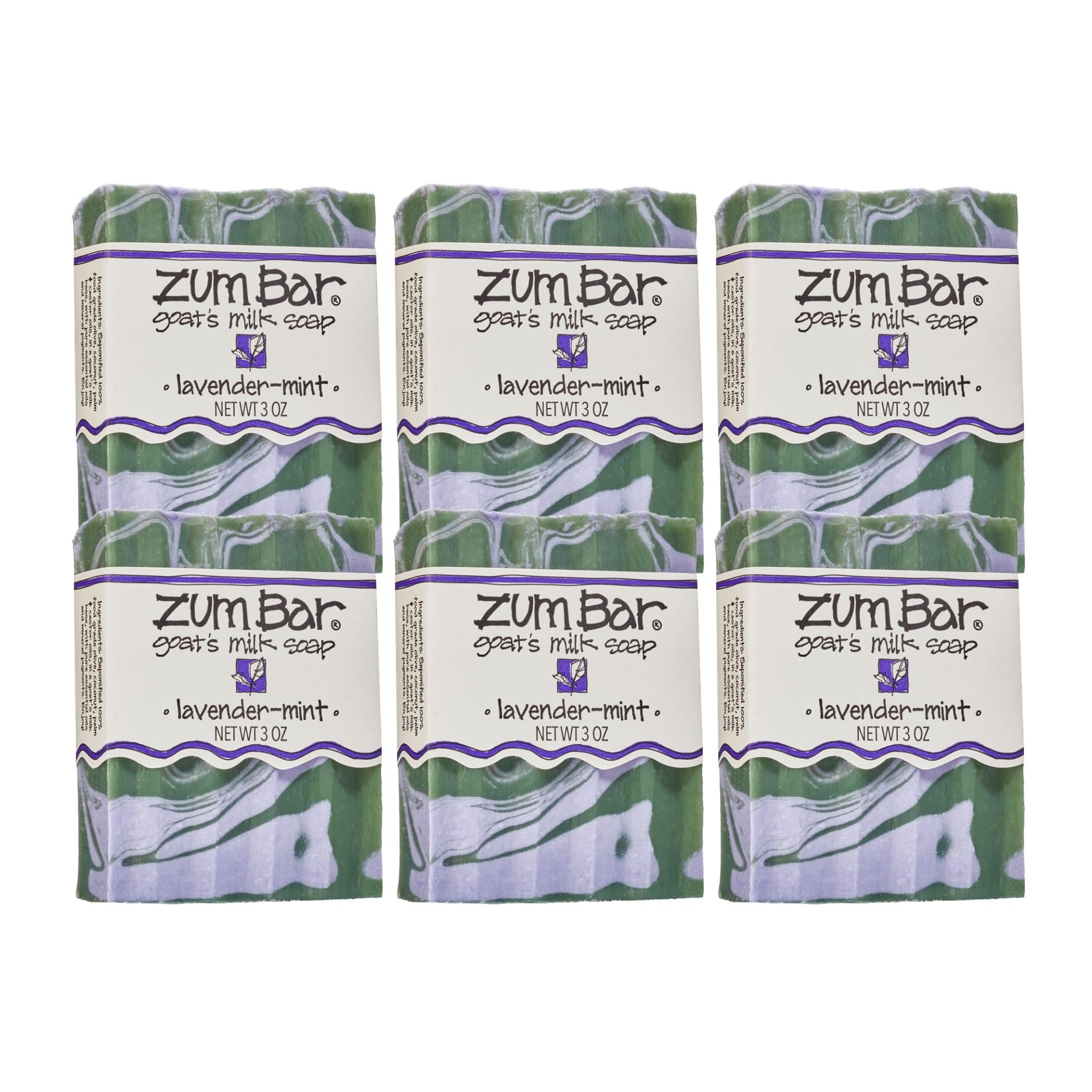 Zum Indigo Wild Goat Milk Soap Bar – Lavender Mint, 3 oz, 6 Pack | Natural Oils, Cruelty-Free