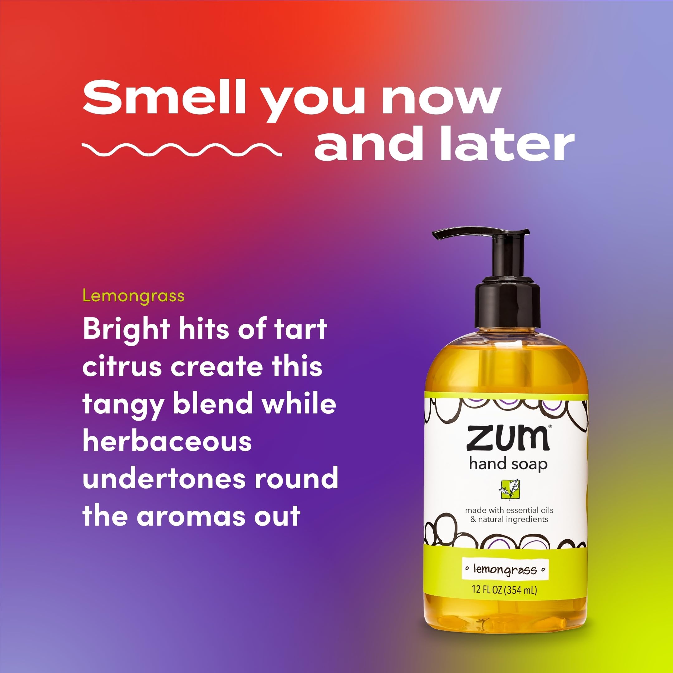 Zum Indigo Wild Hand Soap – Lemongrass Scent, 12 oz (4 Pack)