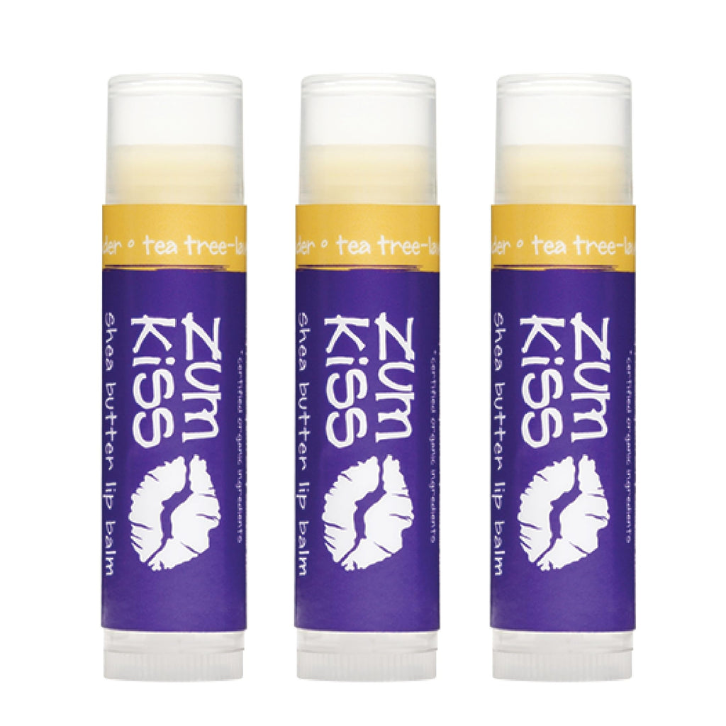 Zum Kiss Stick 3 Pack | Indigo Wild Natural Lip Balm with Beeswax, Sunflower Oil & Vitamin E – Tea Tree & Lavender