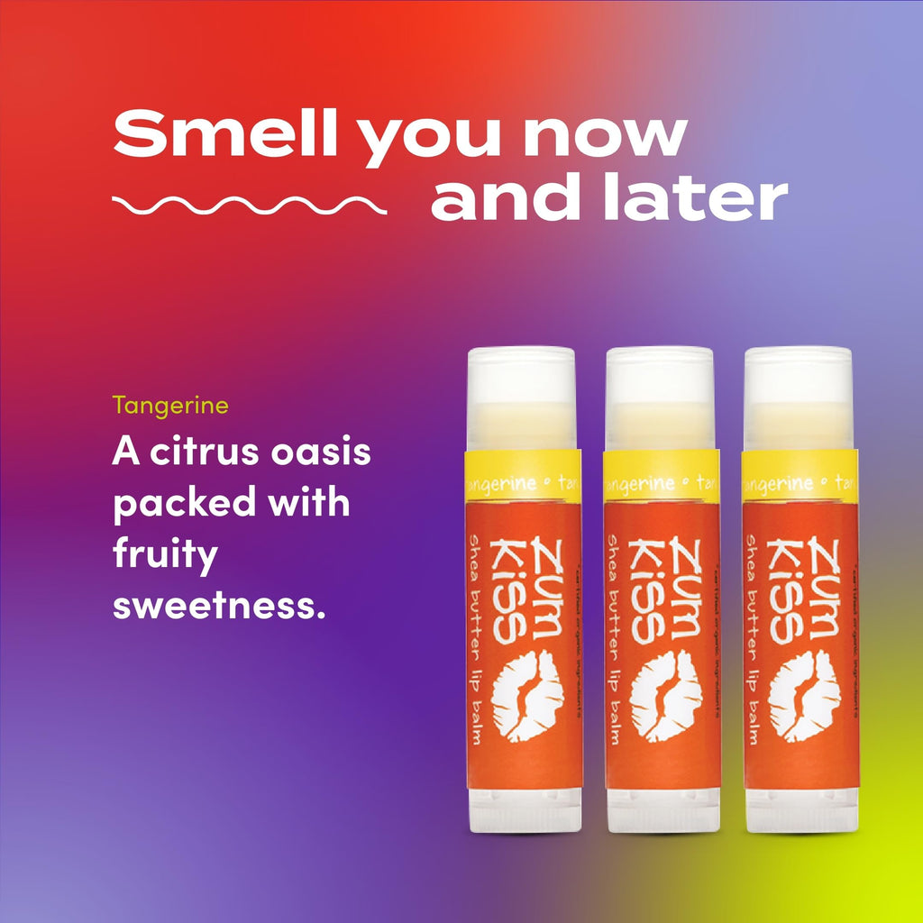 Zum Kiss Stick Tangerine Lip Balm (3 Pack) – Natural, Hydrating Lip Moisturizer with Organic Beeswax, Sunflower Oil & Vitamin E