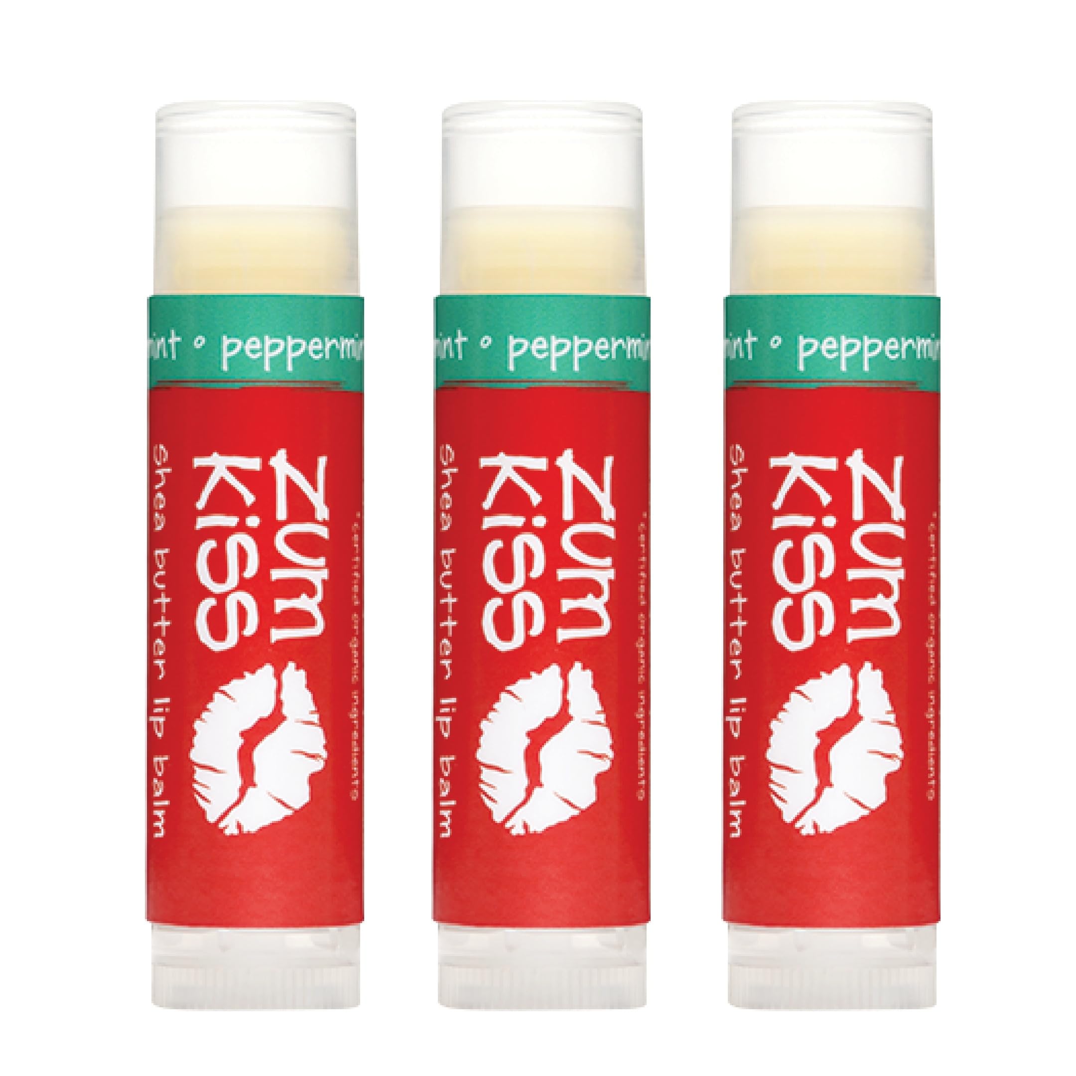 Zum Kiss Stick Peppermint Lip Balm – Natural Hydration with Beeswax, Sunflower Oil & Vitamin E (3 Pack)