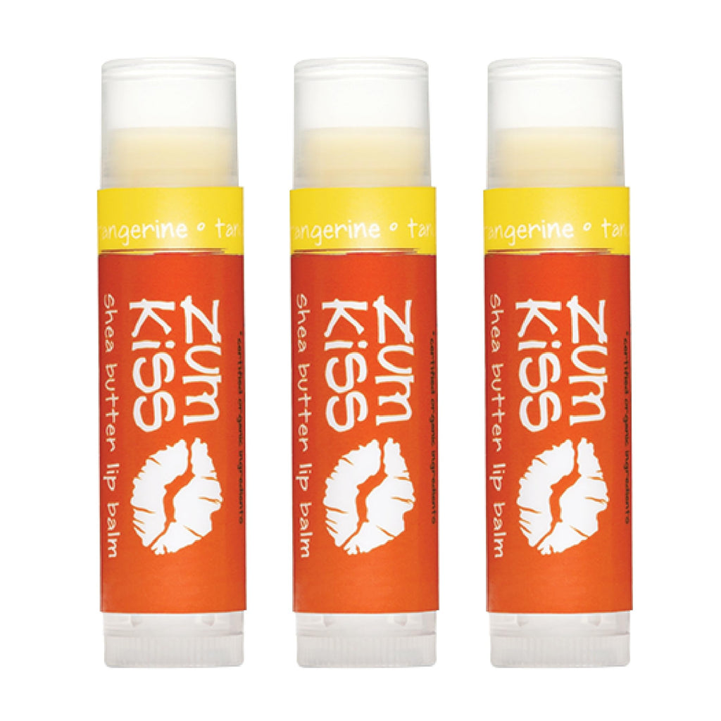 Zum Kiss Stick Tangerine Lip Balm (3 Pack) – Natural, Hydrating Lip Moisturizer with Organic Beeswax, Sunflower Oil & Vitamin E