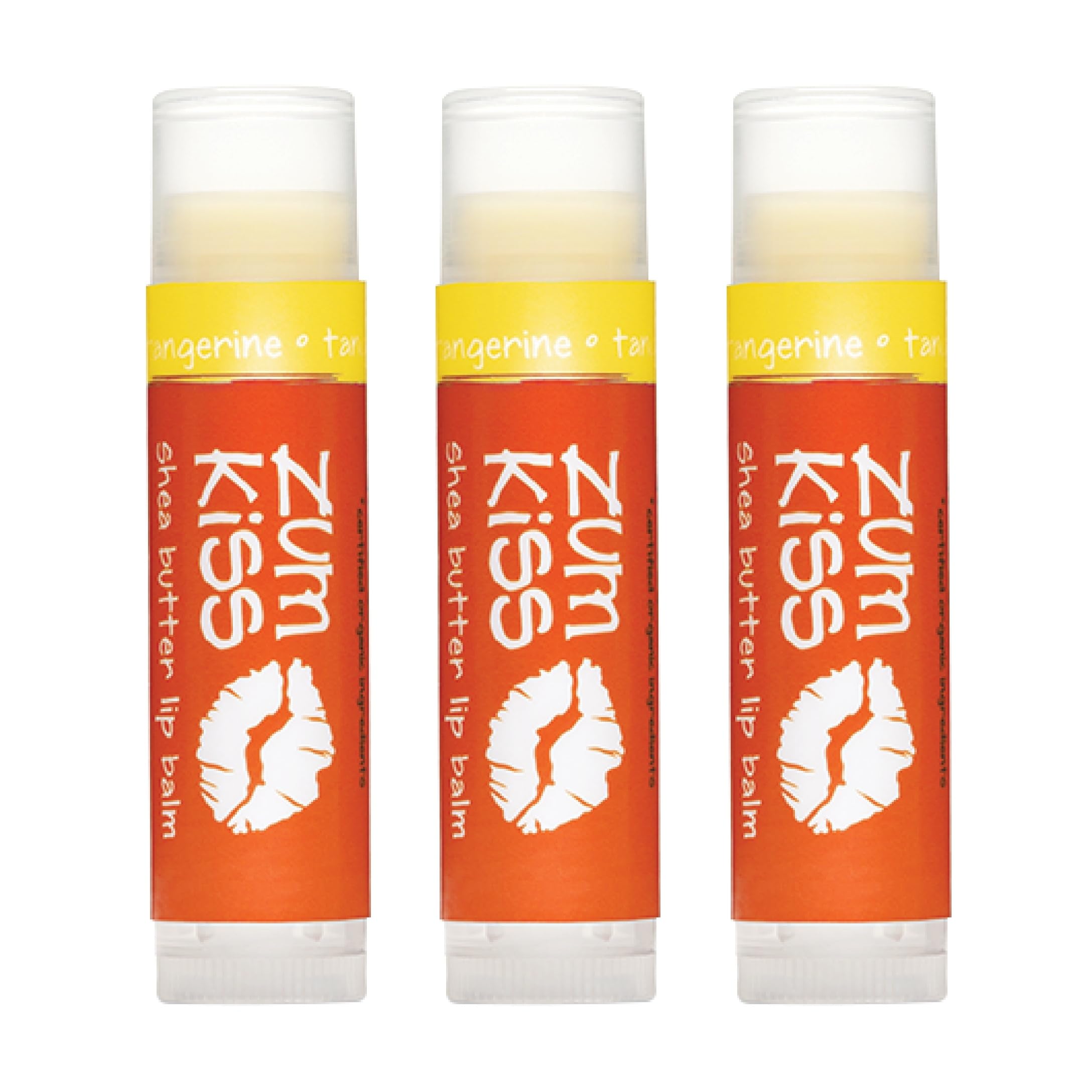 Zum Kiss Stick Tangerine Lip Balm (3 Pack) – Natural, Hydrating Lip Moisturizer with Organic Beeswax, Sunflower Oil & Vitamin E