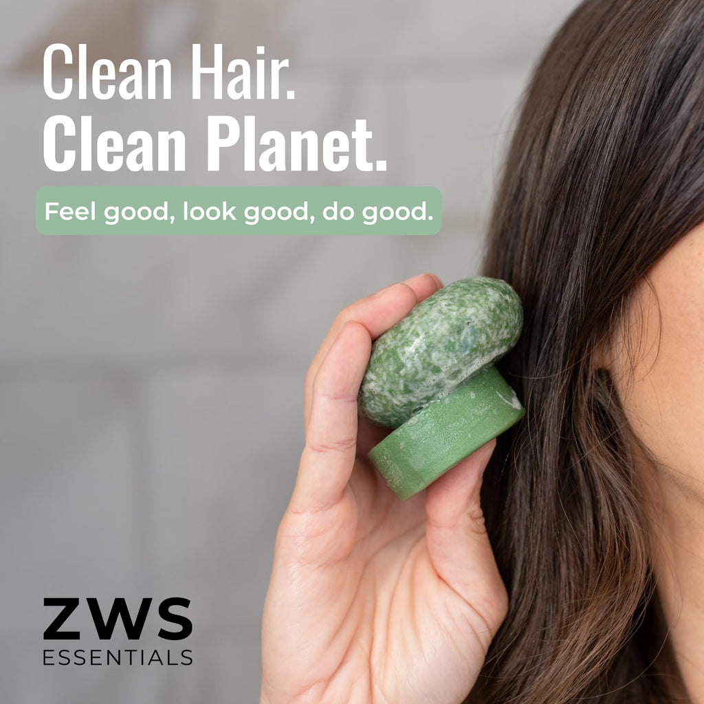 ZWS Essentials Bloom Shampoo Bar - Vegan Solid Hair Cleanser with Rosemary, Lavender & Peppermint | Travel-Friendly & Zero Waste