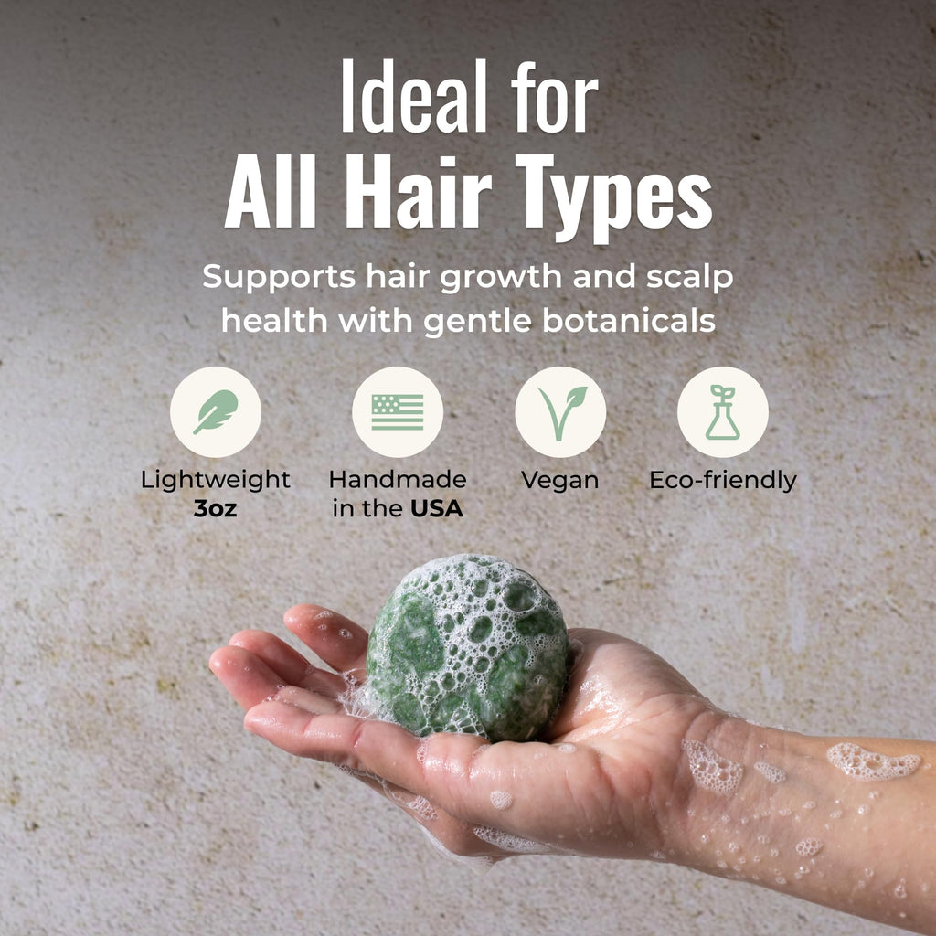 ZWS Essentials Bloom Shampoo Bar - Vegan Solid Hair Cleanser with Rosemary, Lavender & Peppermint | Travel-Friendly & Zero Waste