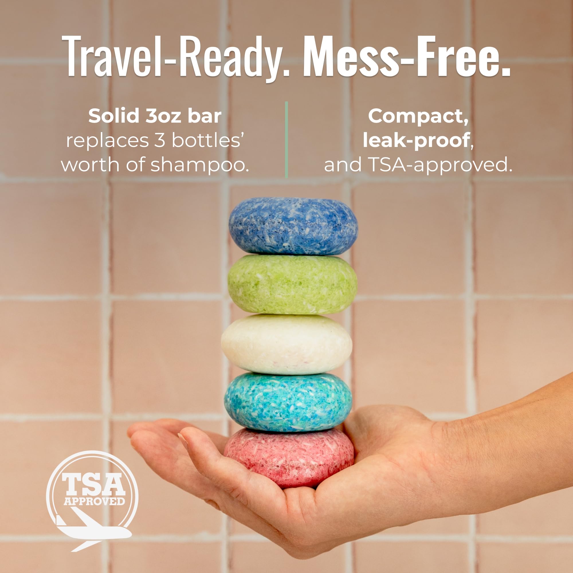 ZWS Essentials Bloom Shampoo Bar - Vegan Solid Hair Cleanser with Rosemary, Lavender & Peppermint | Travel-Friendly & Zero Waste