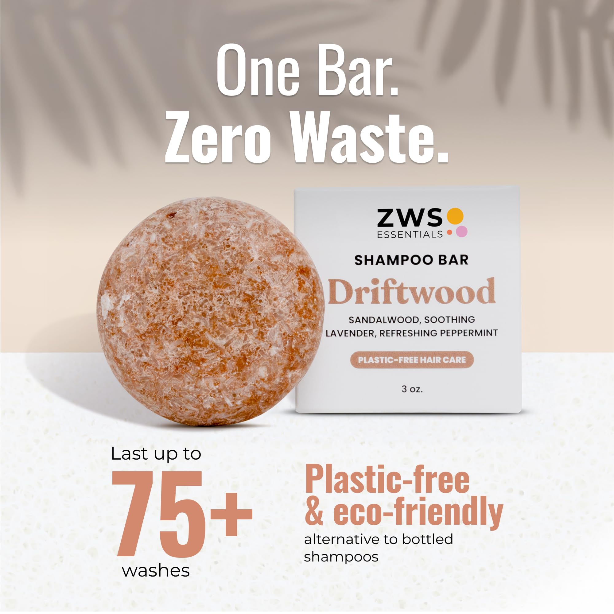 ZWS Essentials Driftwood Shampoo Bar – Vegan Solid Cleanser for Oily Hair, Dandruff & Psoriasis