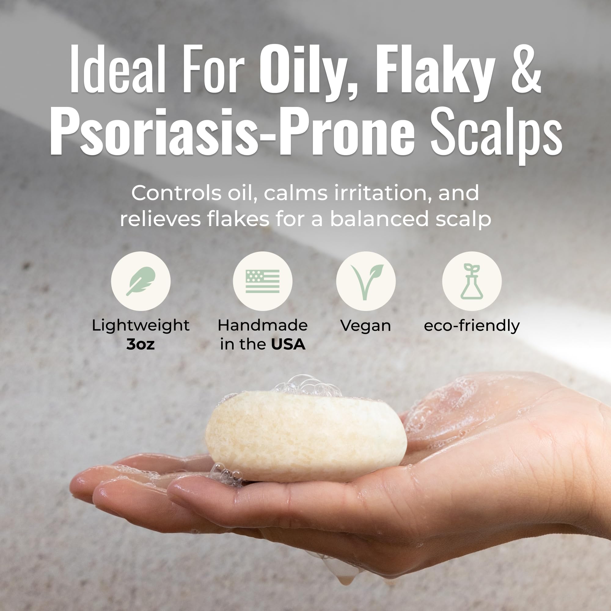 ZWS Essentials Peppermint Breeze Shampoo Bar – Vegan Solid, Zero Waste Care for Oily Hair