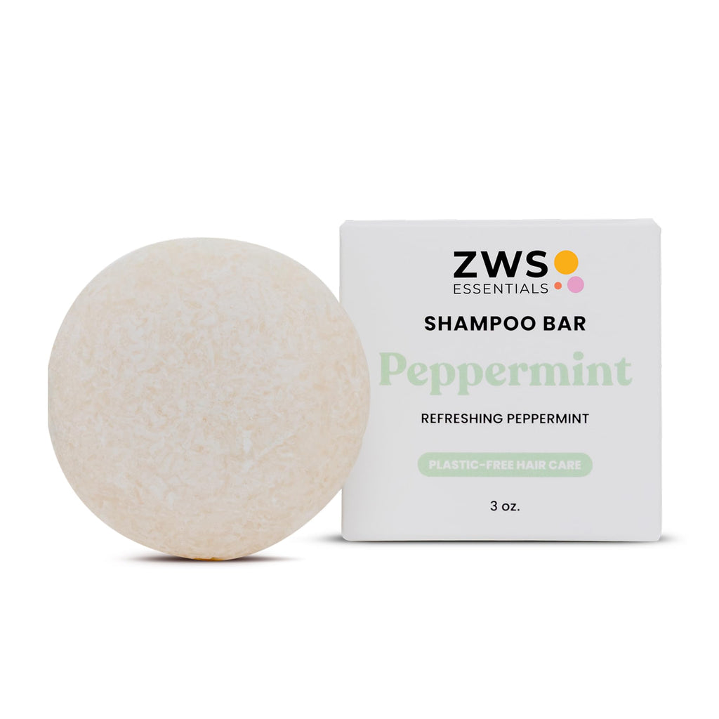 ZWS Essentials Peppermint Breeze Shampoo Bar – Vegan Solid, Zero Waste Care for Oily Hair