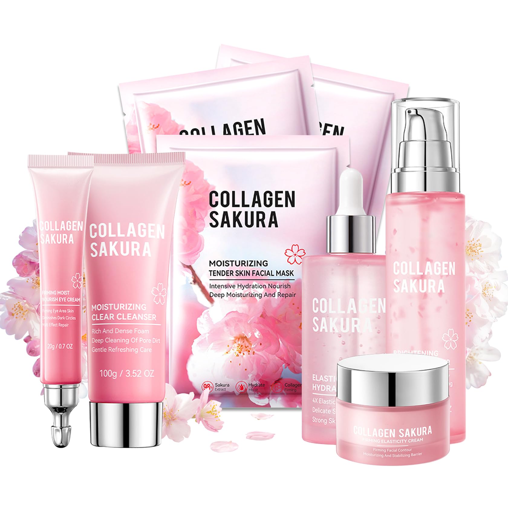 ZZCQzeze Sakura Skin Care Set — 8-Piece Hydrating Skincare Kit for All Skin Types