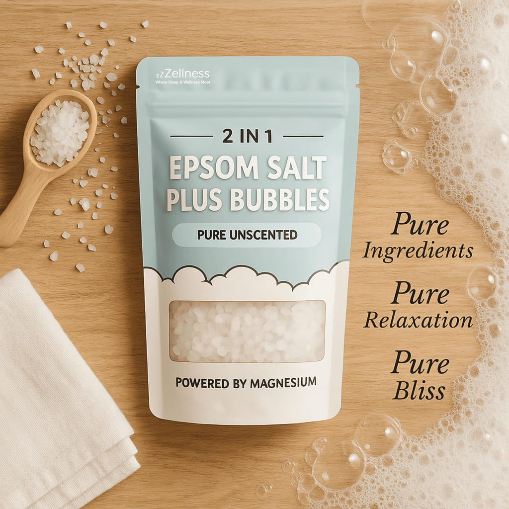 ZZZELLNESS Epsom Salt Plus Bubbles – Unscented Foaming Bath Soak (12 oz)